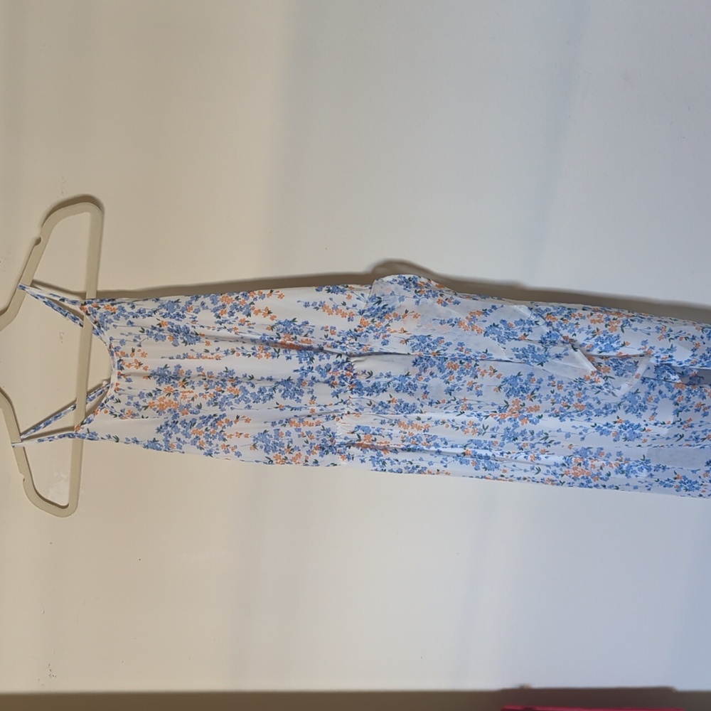 NWT Ecowash Summer FloralPrint Dress-Bias Cut-Lined Mid Length-White,Blue,Orange